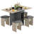 Drop Leaf Dining Table,Folding Dining Table With 6 Wheels And Four Leather Stools,Space Saving Dining Table And Chairs For Dining Room, Kitchen-827602846-827602847-827602844