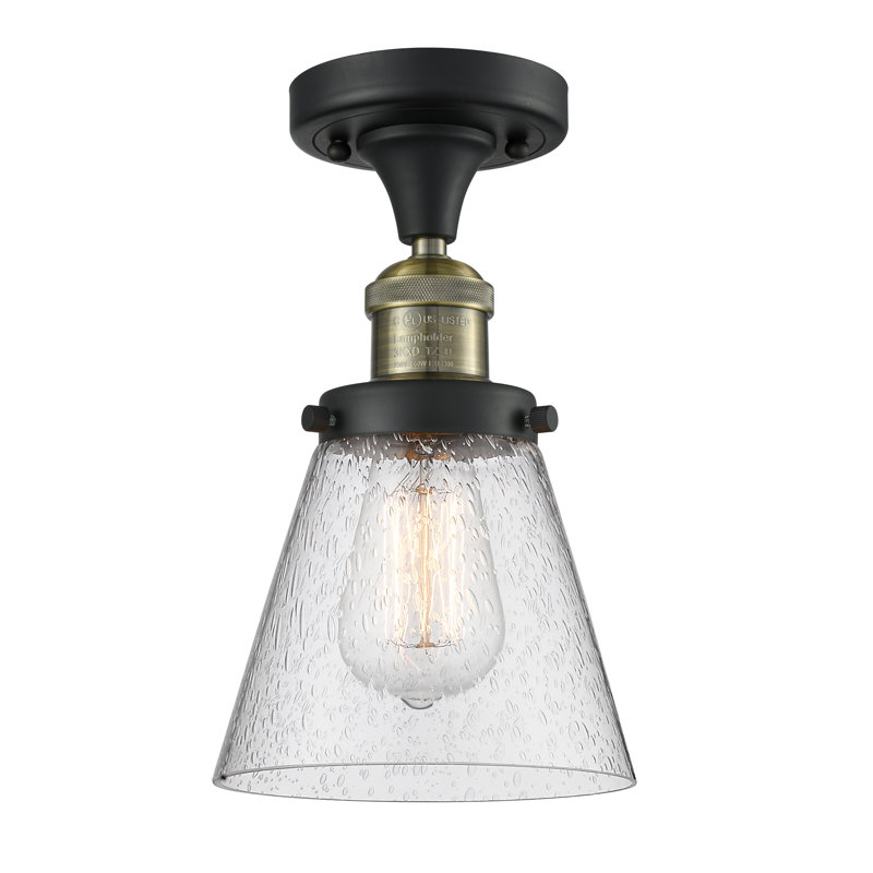 Plafonnier semi-encastré 1 lumière Cone, Noir mat, Ampoule non incluse, Grainé