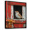 Oiseau moineau rouge monochrome par la porte de grange II - oiseau, art mural