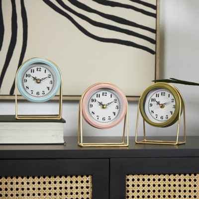 Sierra Way Analog Metal Quartz Movement / Crystal Tabletop Clock in Gold