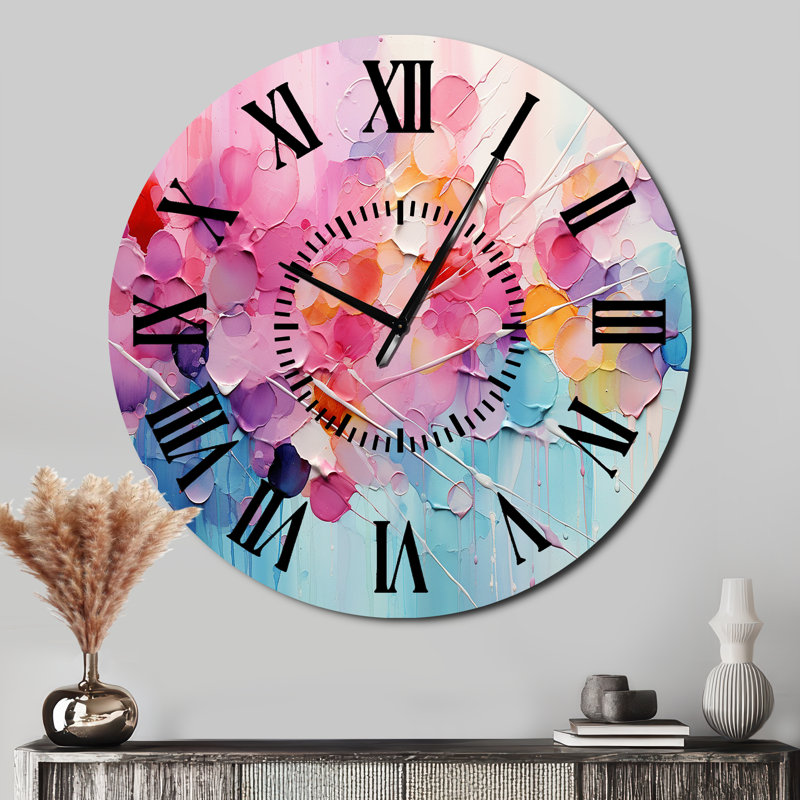 Horloge murale rose et bleu pastel, Surdimensionné
