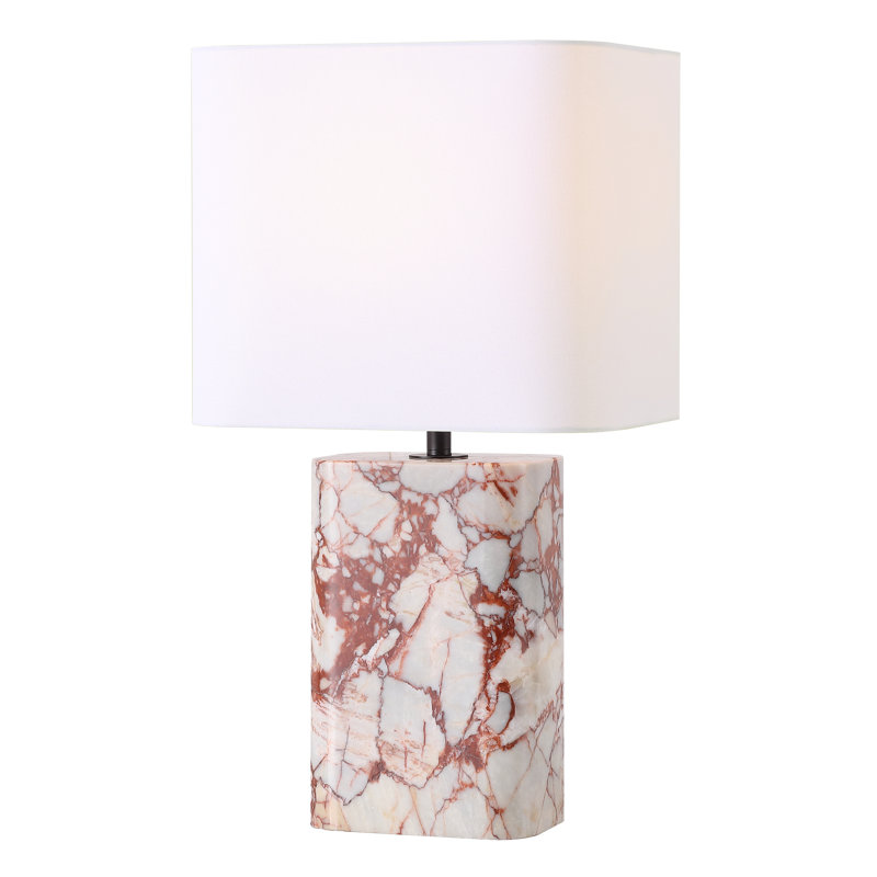 Lampe de table en travertin Lisabryna, Blanc/rouge