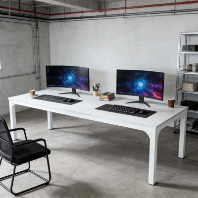 Dual Workspace Desk with Robust Construction and Expansive Surface for Efficient Home Office Work