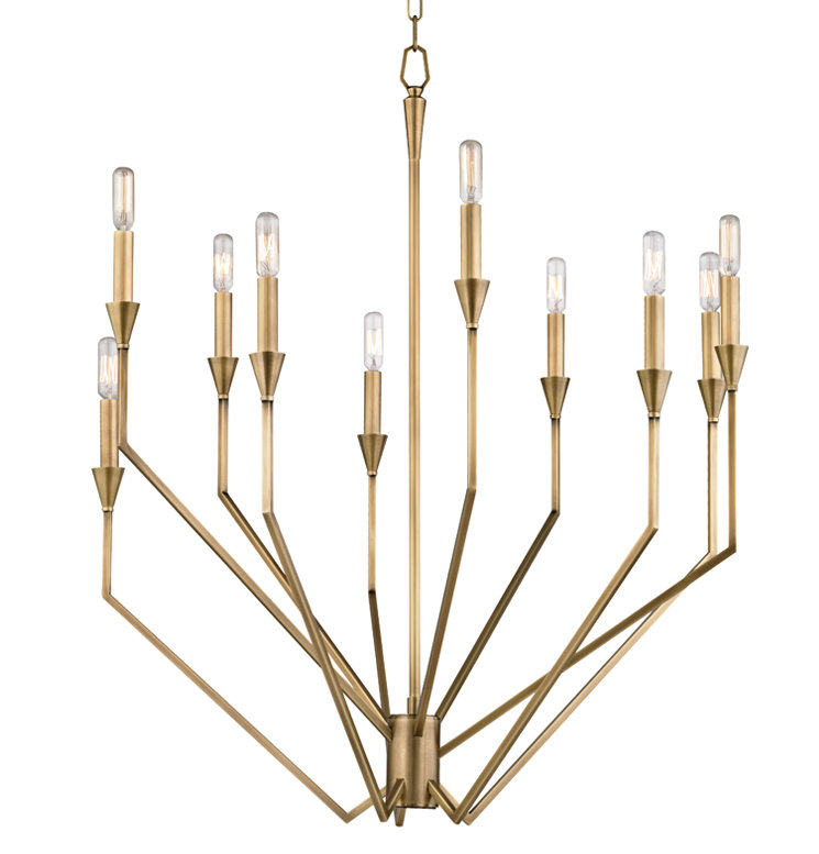 Archie 10 - Light Chandelier, Aged Brass