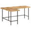Basim L-Shaped Solid Wood Top Metal Base Executive Desk