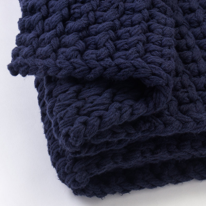 Brenda Knitted Throw Blanket, Indigo
