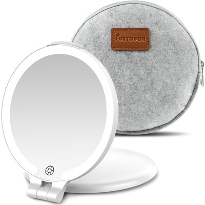 LED Lighted 10X Magnifying Rechargeable Travel Portable Makeup Mirror