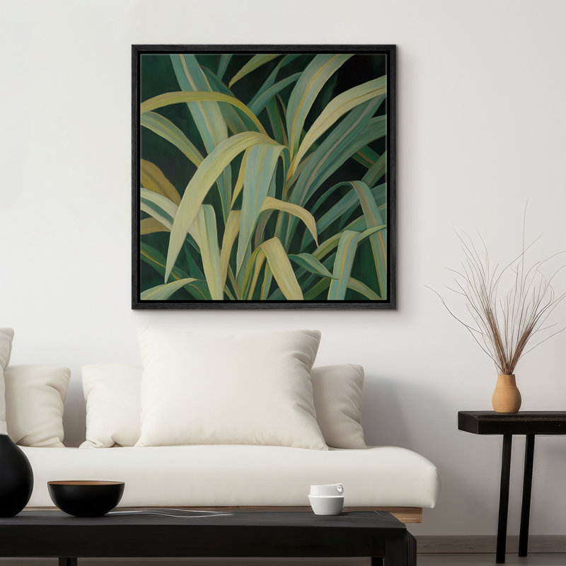 «Green Botanical Plant Simple Minimalist», impression sur toile encadrée, Noir, noir, noir, noir, H 24 po x l 24 po