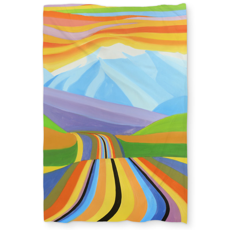 Mountain Road Multicolored Yellow Duvet Cover | Home Decor