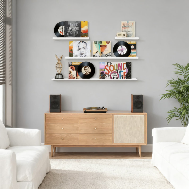 Floating Picture Ledge Shelf Set For Wall Display, Modern Nursery Book Shelf For Toys Storage And Photo Frames, Wall Mounted Shelves For Living Room And Bedroom Decor