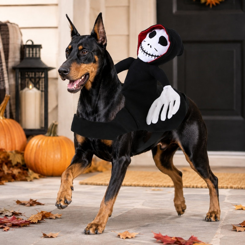 Déguisement de squelette d'Halloween pour chien, 10,2 po x 9,5 po