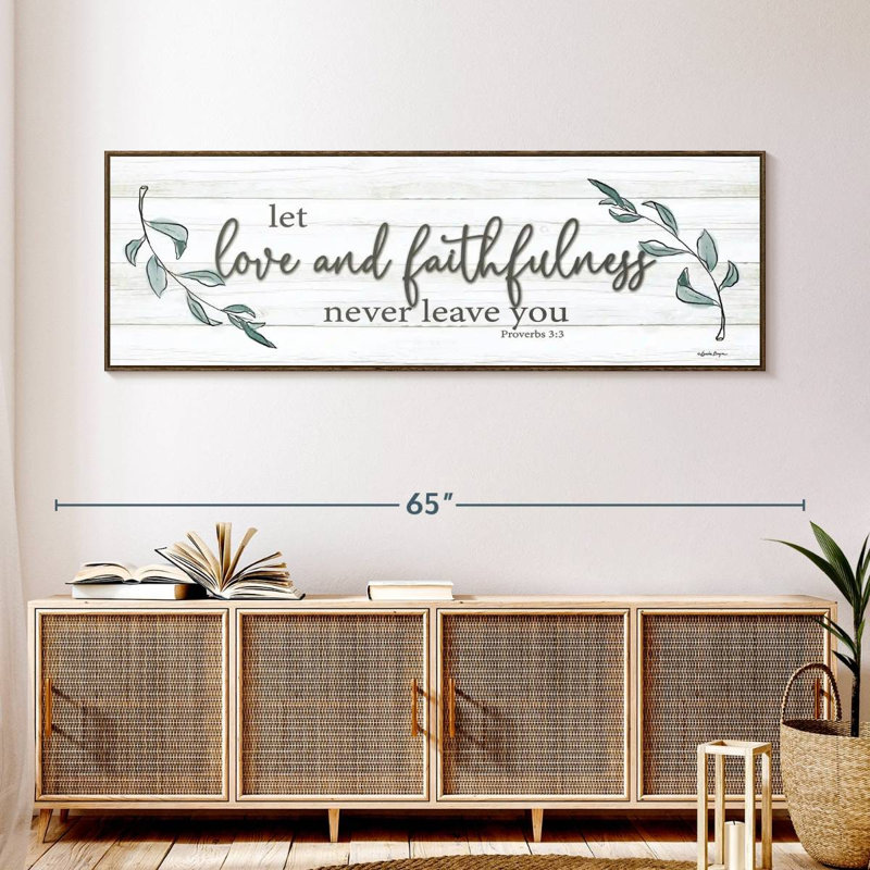 Love and Faithfulness, 57" X 19", Cadre flottant noyer