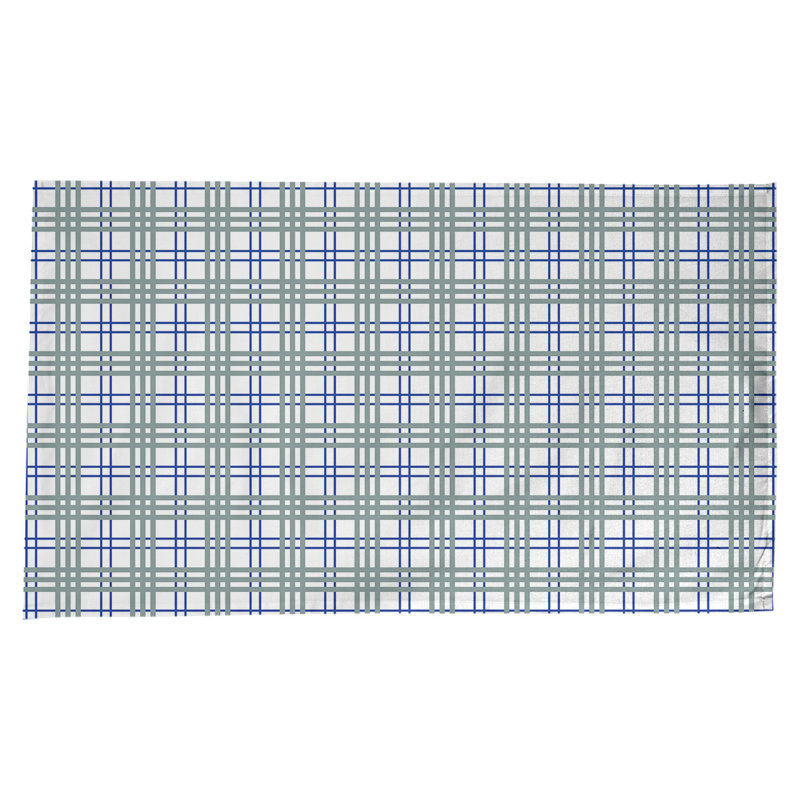 Nappe en mélange de coton à carreaux, Blanc / bleu royal / argent vert