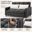 Canapé-lit convertible 2 places en similicuir noir de 137 cm (53,9 po) avec dossier réglable, idéal pour les petits espaces.