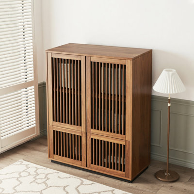 Armoire de rangement 34,84 "à 4 portes pour salle à manger et salon, buffet brun