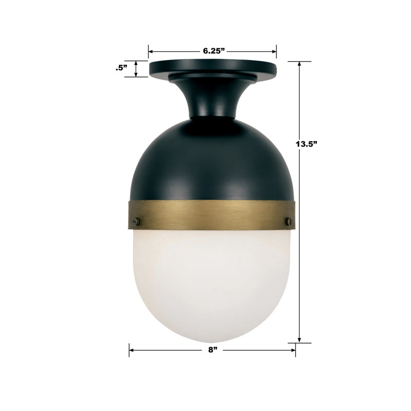 Marie Matte Black 8'' W 1 - Bulb Outdoor Semi Flush Mount