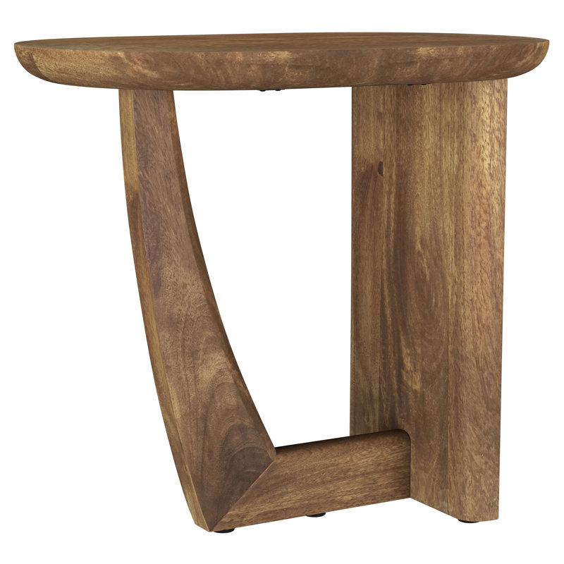Round Solid Mango Wood Accent Side Table
