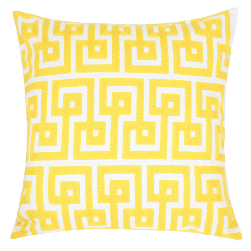 Geometric Cotton Throw Pillow, Yellow
