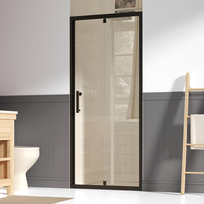Porte de douche à pivot 31-33 pouces noir mat, Noir mat