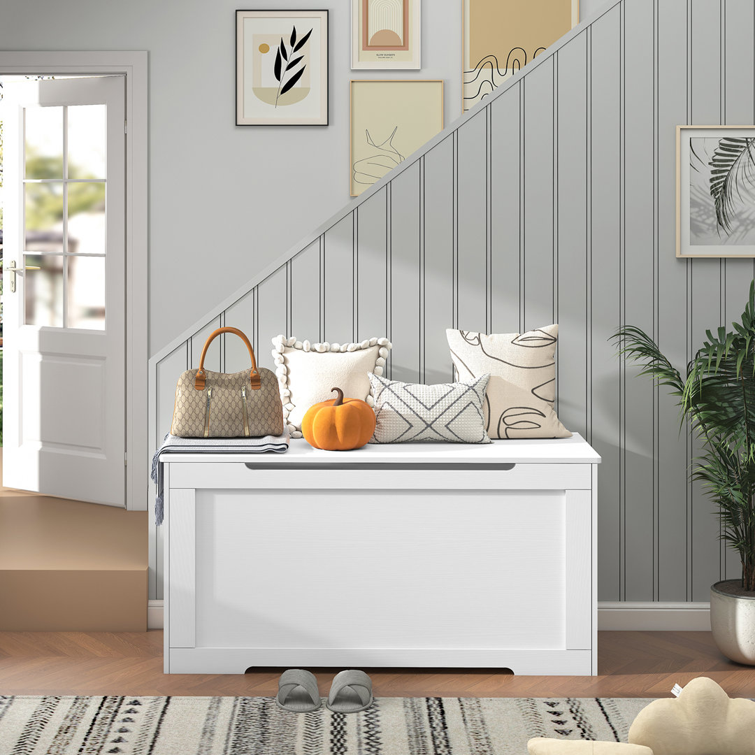 Storage Chest with 2 Safety Hinges, Lift Top Storage Bench, Storage Trunk, for Bedroom Ebern Designs