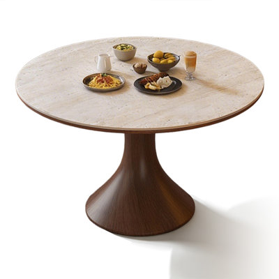 Rock board solid wood dining table