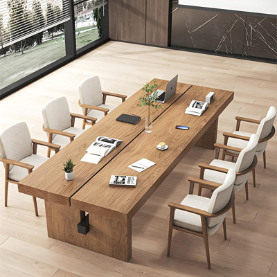 Table de conférence 102,36 "moderne en bois massif à longue dalle, grand bureau de réunion pour la salle de conférence