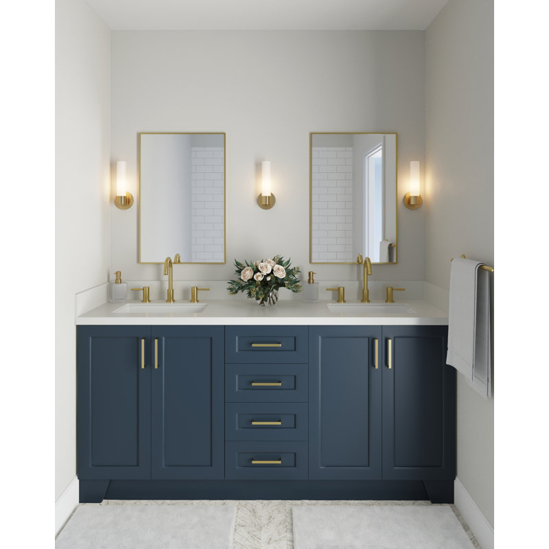 73 IN.  Single Bathroom Vanity, Midnight Blue,  White Quartz, Rectangular
