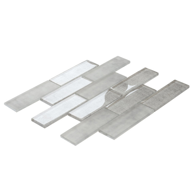 1.9" x 5.9" Glass Subway Mosaic Wall & Floor Tile, Gray