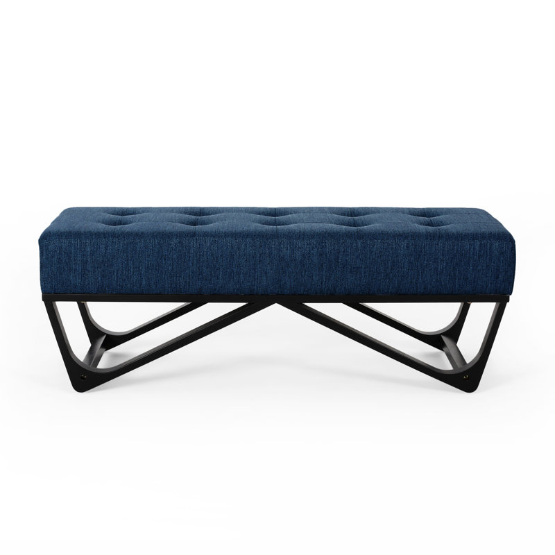 Navy Blue - Add A Stylish Touch. Upholstery. Versatile For Seating Or Decor. Elegant Design. 47 W X 17.21 D 16.5 H Chic Any Room. Comfortable Option. 47.05D 17.21W 16.5H