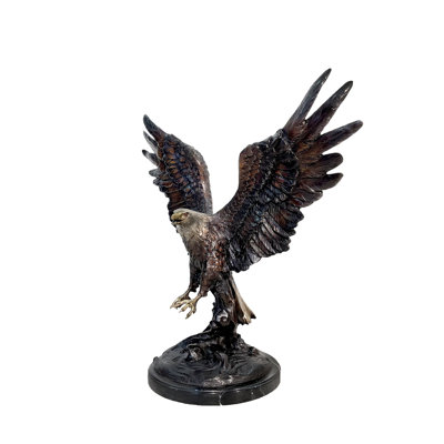 Bronze Eagle on Marble Base Sculpture