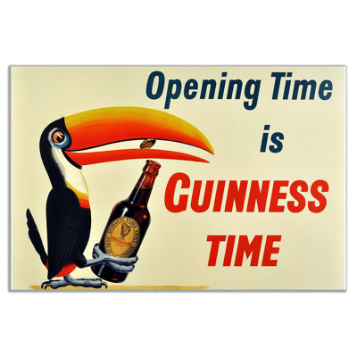 Vintage Opening Time Is Guiness Time - Wrapped Canvas Print