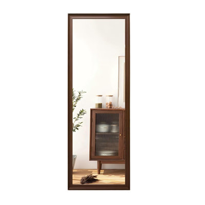 Full Length Mirror Wood Frame, Floor Mirror Wall Full Body Mirror with Standing, Leaning Hanging, (Walnut)