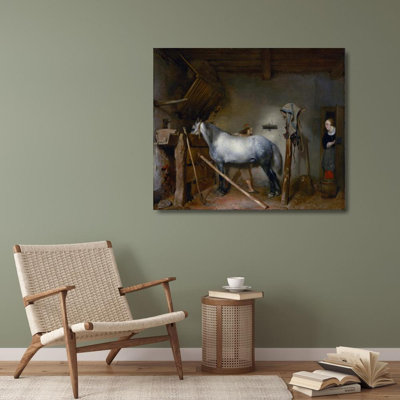 «Horse Stable» par Gerard Ter Borch - Art mural sur toile tendue avec châssis