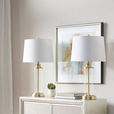 Clarity Glass Cylinder Table Lamp Set Of 2