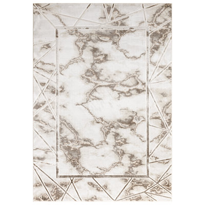 Keins Beige Modern Abstract Geometric Area Rug – Soft Washable Polypropylene Carpet for Living Room, Bedroom & Hallway – Stain Resistant & Durable Home Floor Mat