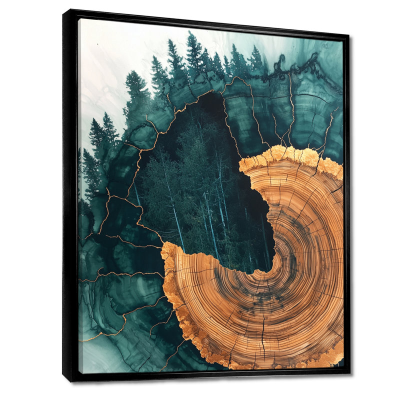 Geovana forêt émeraude ondule à travers les bois I - forêt décoration murale, H 20 po x l 12 po, Noir