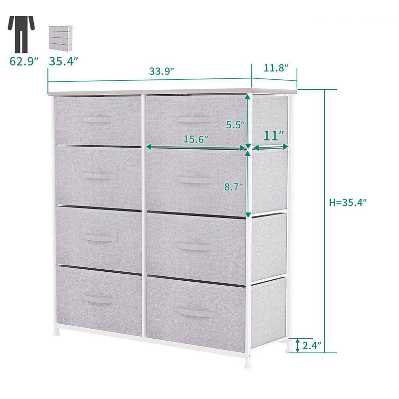 Commode de rangement à 8 tiroirs Eriksson, Blanc