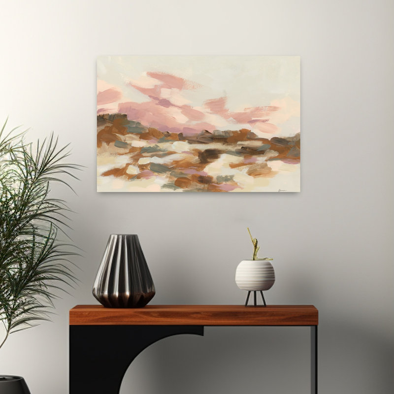 Rose Canyon I Abstract Serene Contemporary Rose Landscape Nature Wall Art Print, 16" H x 24" W
