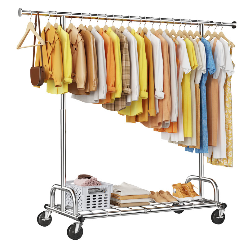 Mardelle 460 LBS Clothes Hanging Rack Metal Clothes Rack Heavy Duty Garment Rack, Silver