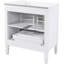 Meuble-lavabo de 30 po avec finition blanc rétro, lavabo en céramique, fonction de fermeture en douceur, bois massif et fabrication, matériau des trous de robinet pré-percés, protection contre le débordement, tablette réglable