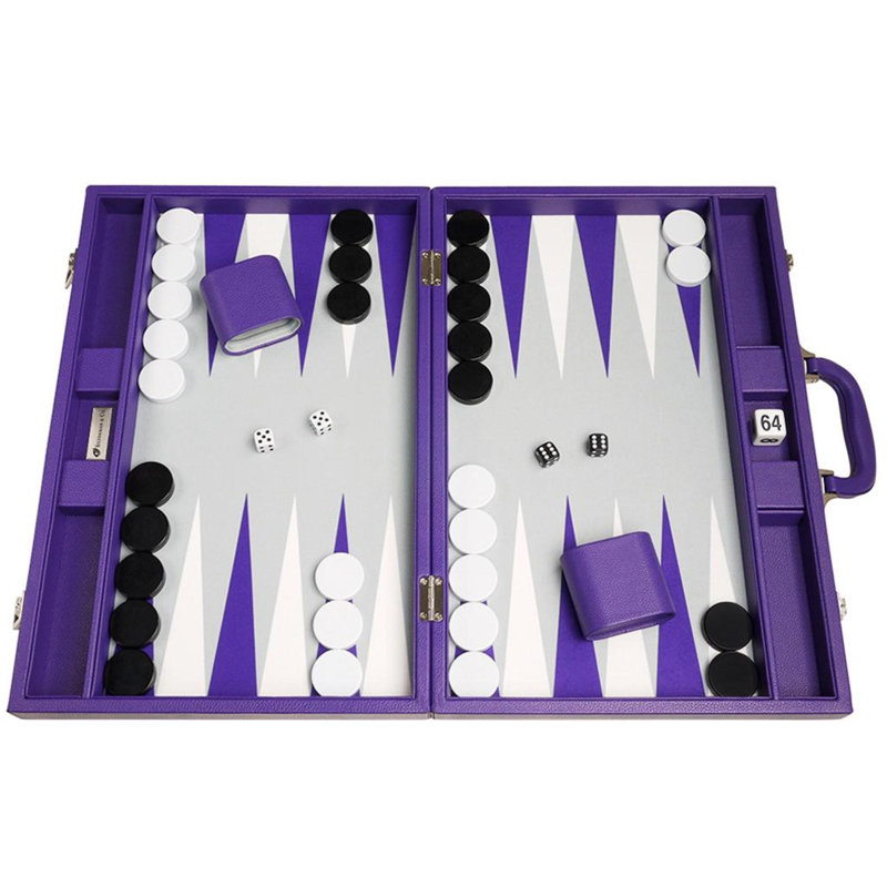 Ensemble de backgammon de qualité supérieure, H 2,75 po x l 12,63 po x L 19 po, Mauve