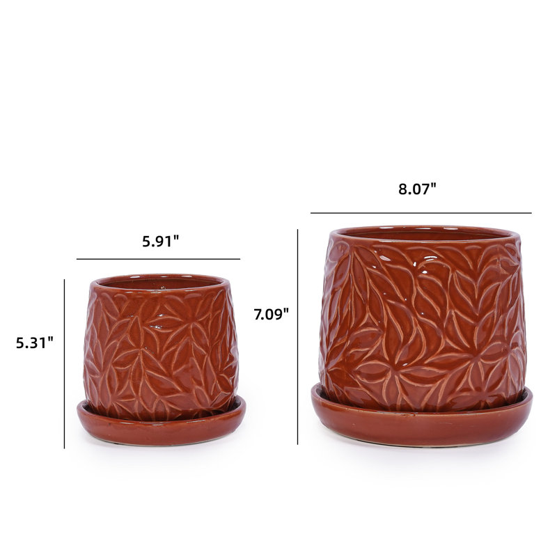 Indoor/Outdoor Modern Ceramic Pot Planter, Red
