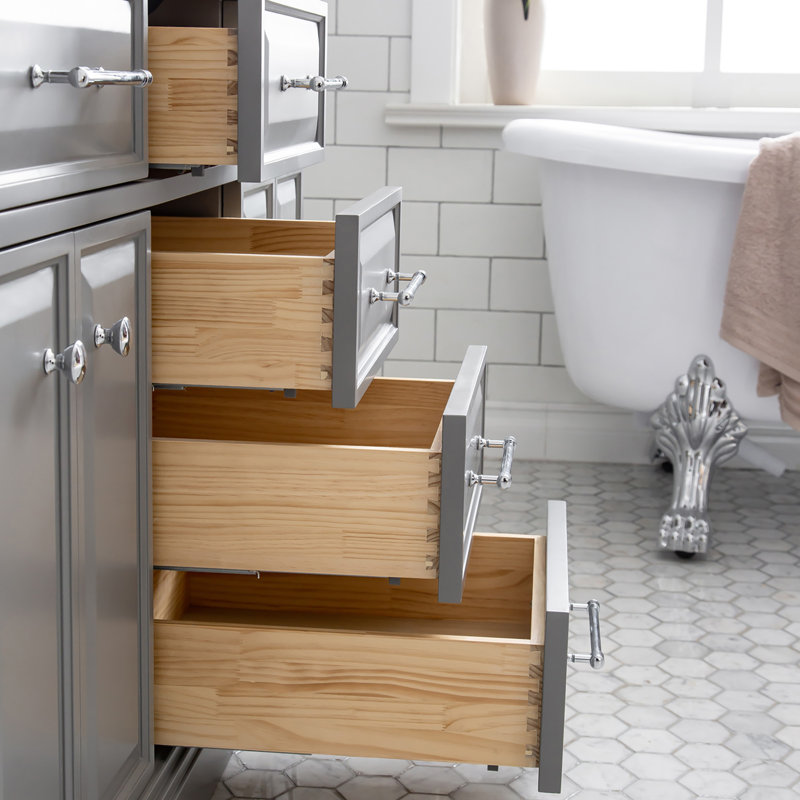 Palace 60'' W Double Vanity, Cashmere Gray, Stainless Steel