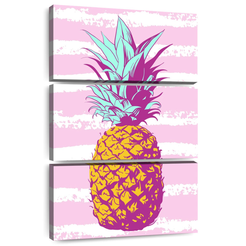 Ananas à rayures pastel, H 32 po x l 20 po