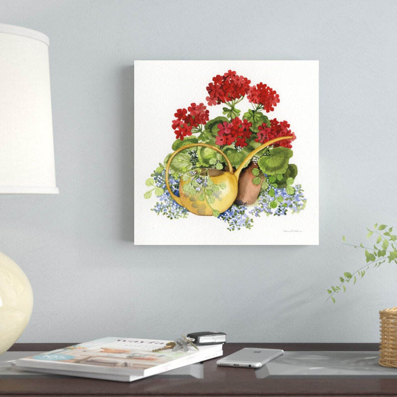 «Geranium Tea IV» par Kathleen Parr McKenna, reproduction d'art sur toile tendue, H 12 po x l 12 po