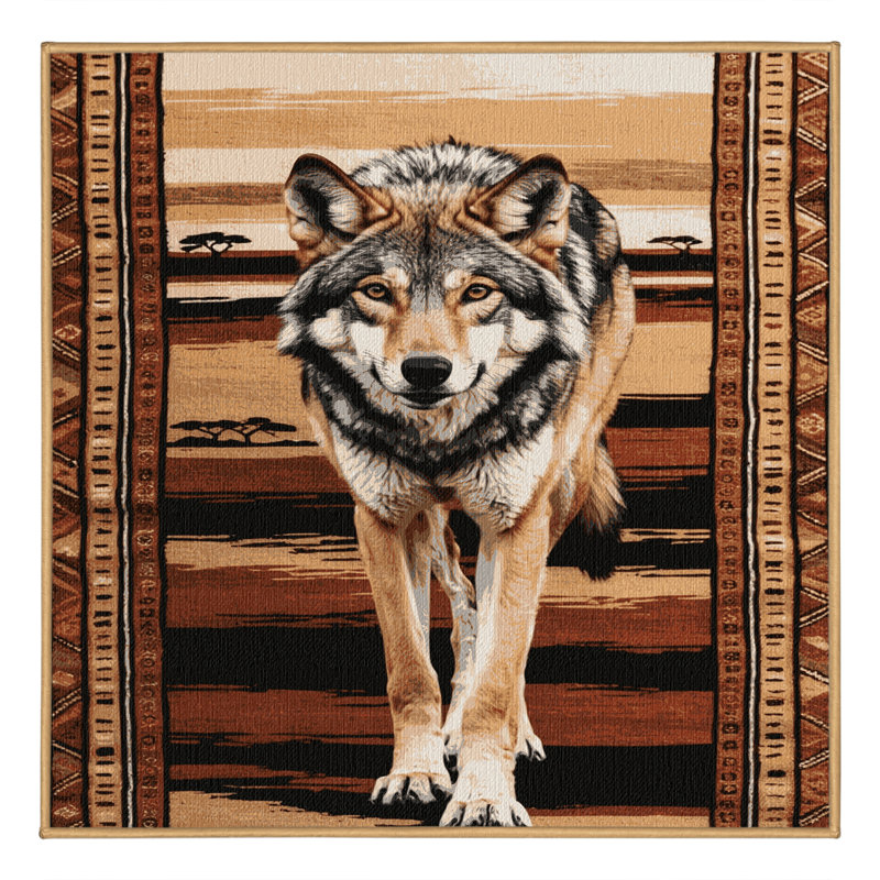 Tapis lavable de loup éthiopien, Carré 5 pi