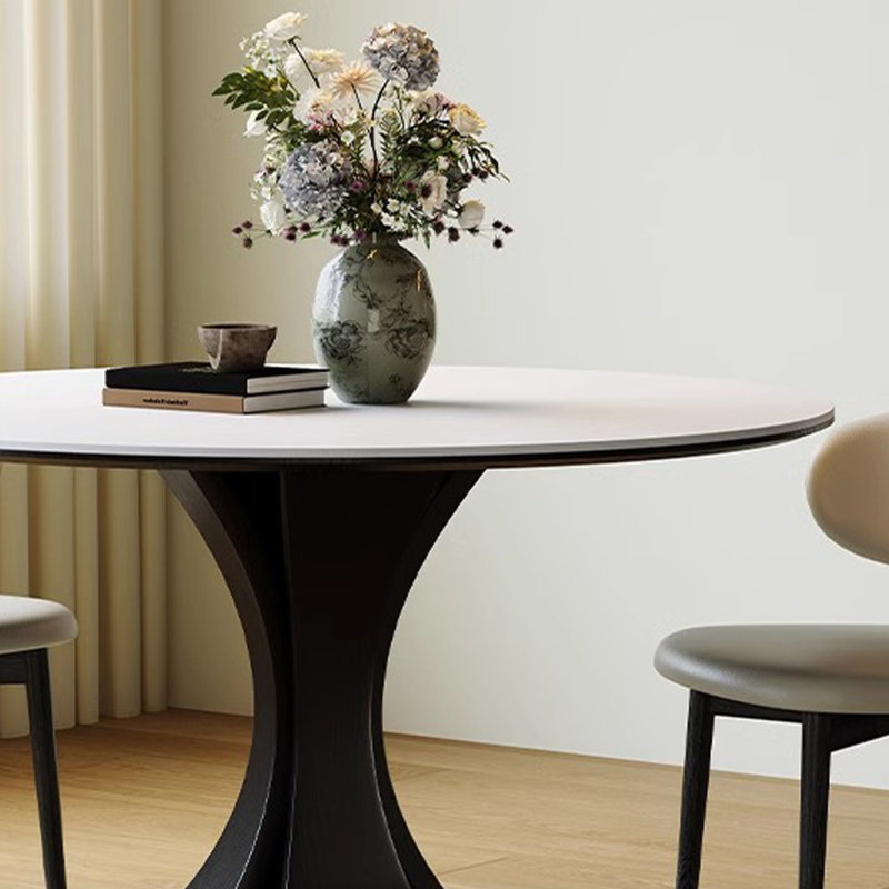 Table ronde multifonctionnelle à dalle de roche blanche, H 29,52 po x L 39,37 po x l 39,37 po