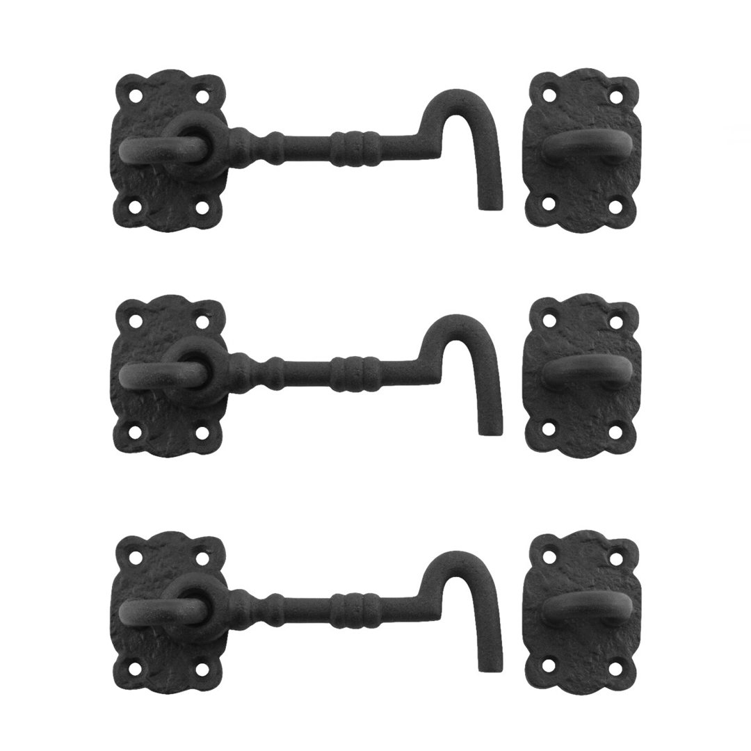 Black Cabin Hooks Eye Shed Door Latch (Set of 3) The Renovators Supply Inc.