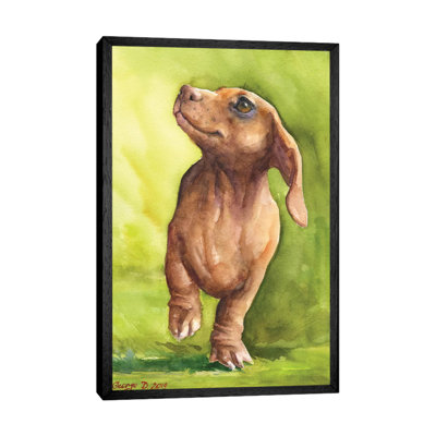 Red Dachshund With Background by George Dyachenko - Painting on Canvas