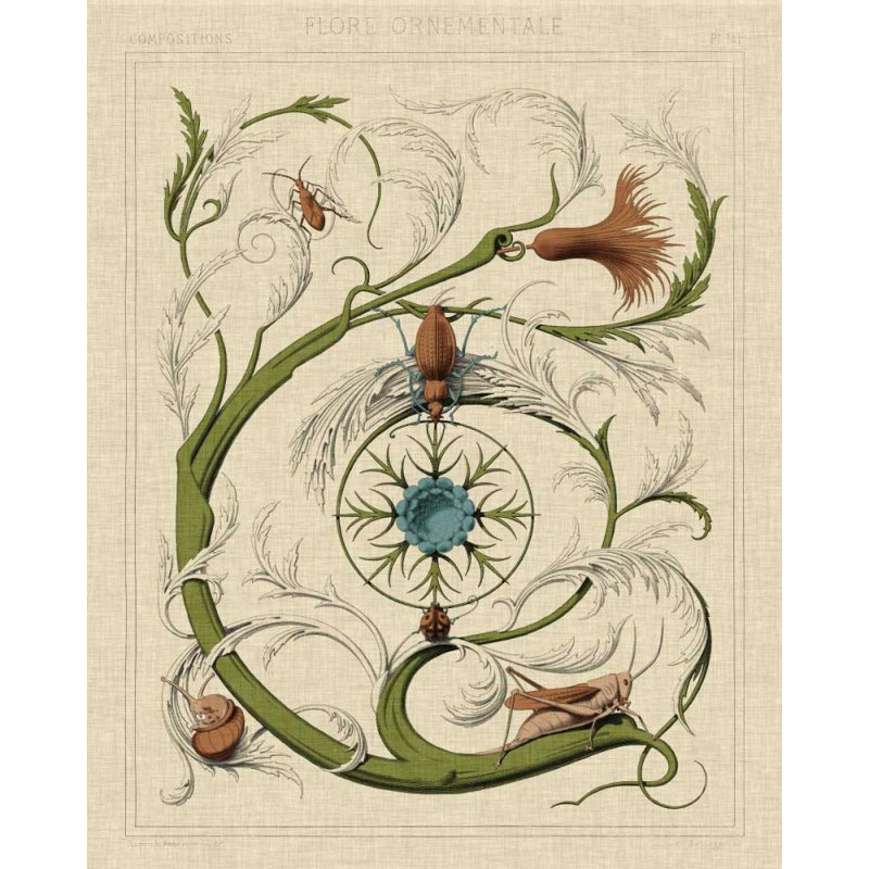 Art graphique sur toile tendue, "Bungalow Flourish III", H 18 po x l 15 po